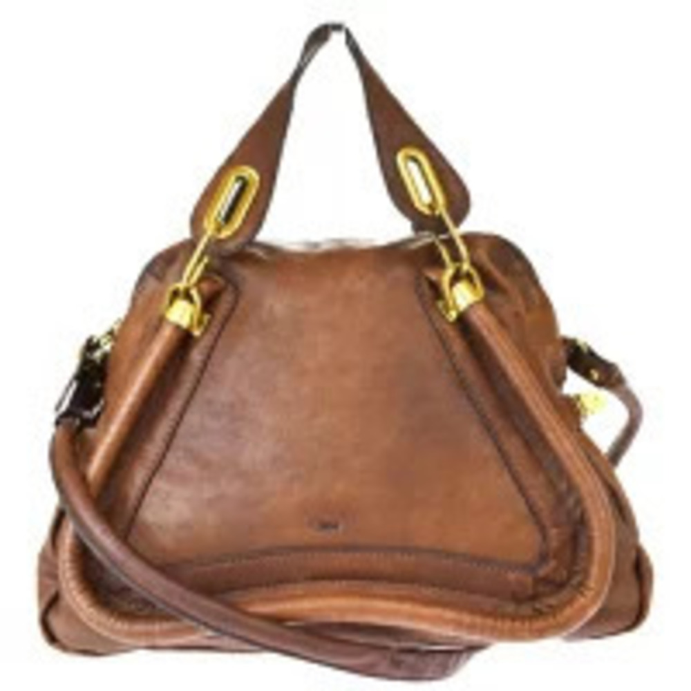 Chloe Paraty Handbag Shoulder Bag Brown Leather